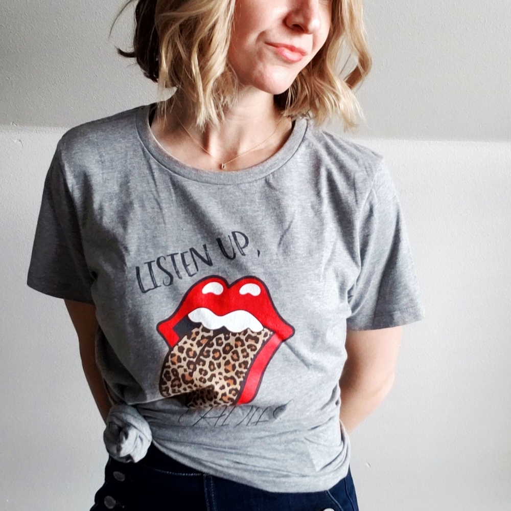 Listen Up, Ladies Tee - Gray